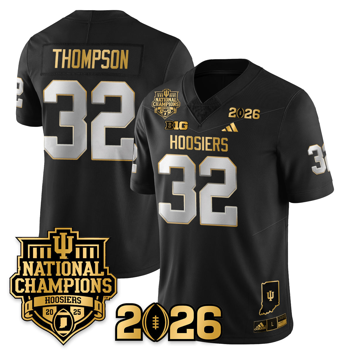 Indiana H Vapor Limited Football Gold Jersey - 2025 National Champions - Stitched