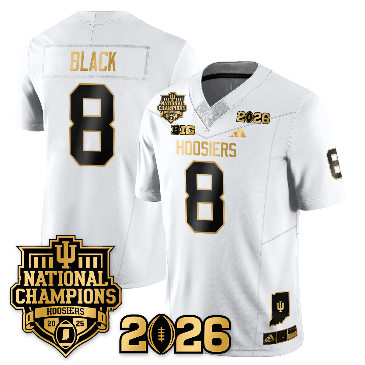Indiana H Vapor Limited Football Gold Jersey - 2025 National Champions - Stitched