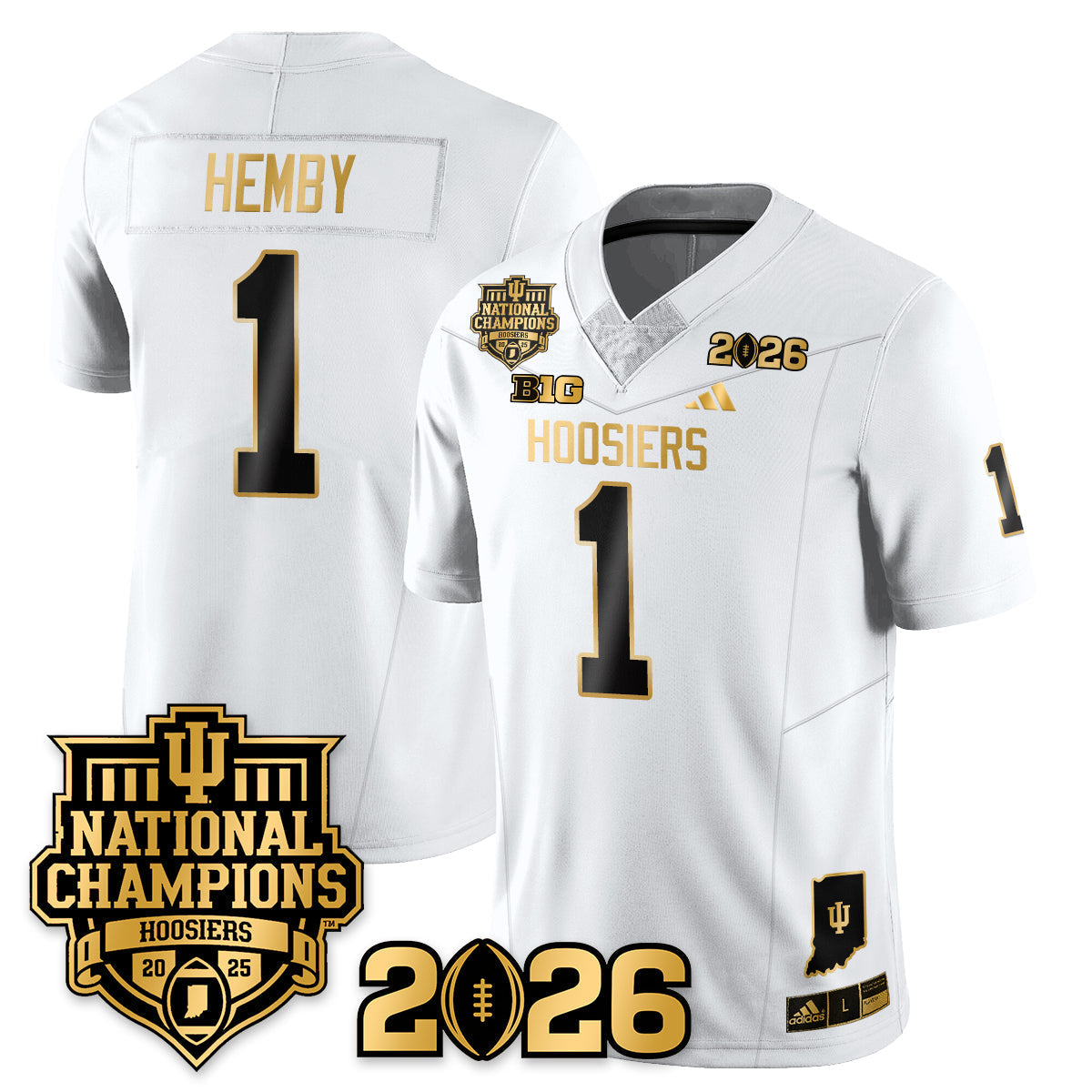 Indiana H Vapor Limited Football Gold Jersey - 2025 National Champions - Stitched