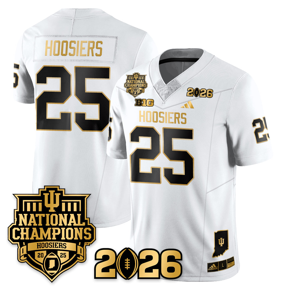 Indiana H Vapor Limited Football Gold Jersey - 2025 National Champions - Stitched