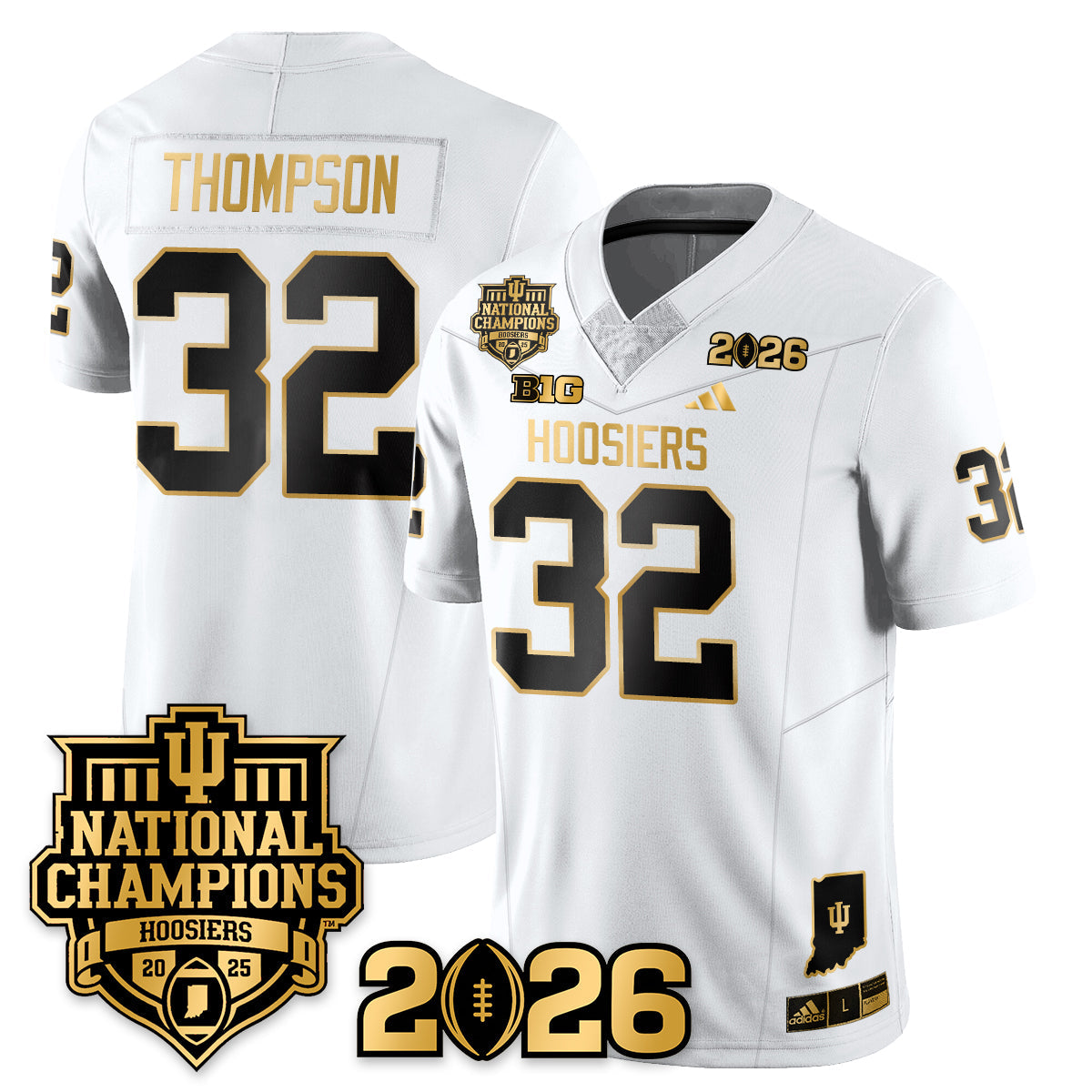 Indiana H Vapor Limited Football Gold Jersey - 2025 National Champions - Stitched