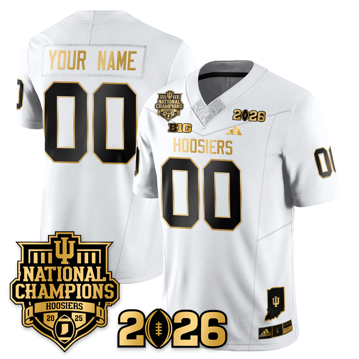 Indiana H Vapor Limited Football Gold Jersey - 2025 National Champions - Stitched