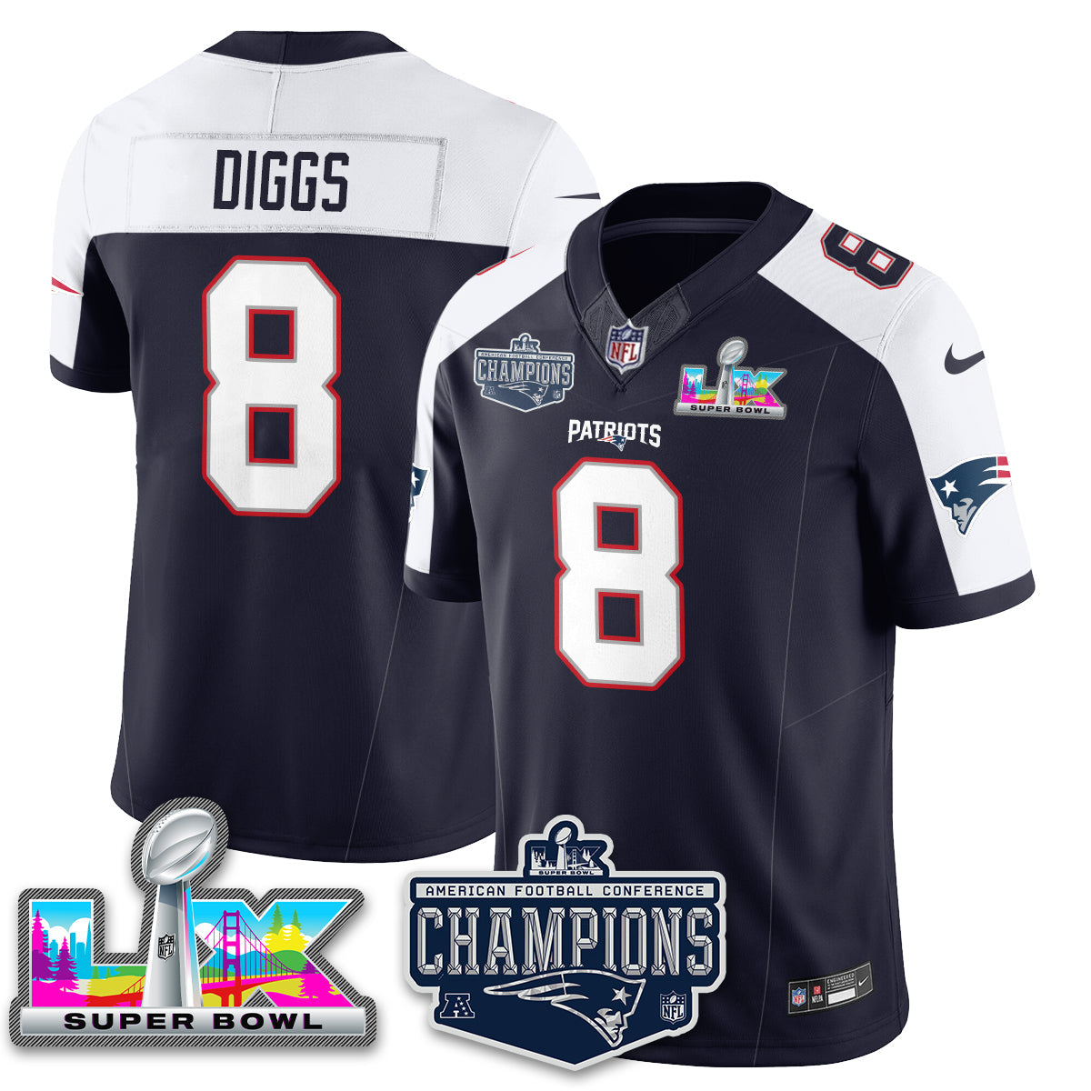 NE 2025 AFC Champions Vapor Limited Jersey - Stitched