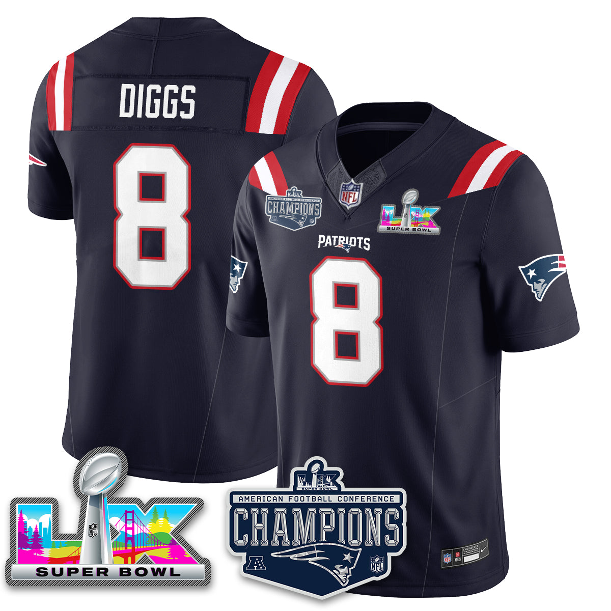 NE 2025 AFC Champions Vapor Limited Jersey - Stitched