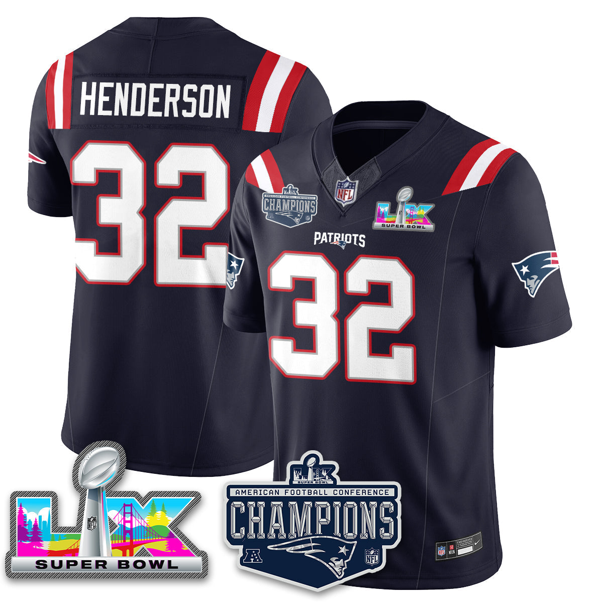 NE 2025 AFC Champions Vapor Limited Jersey - Stitched