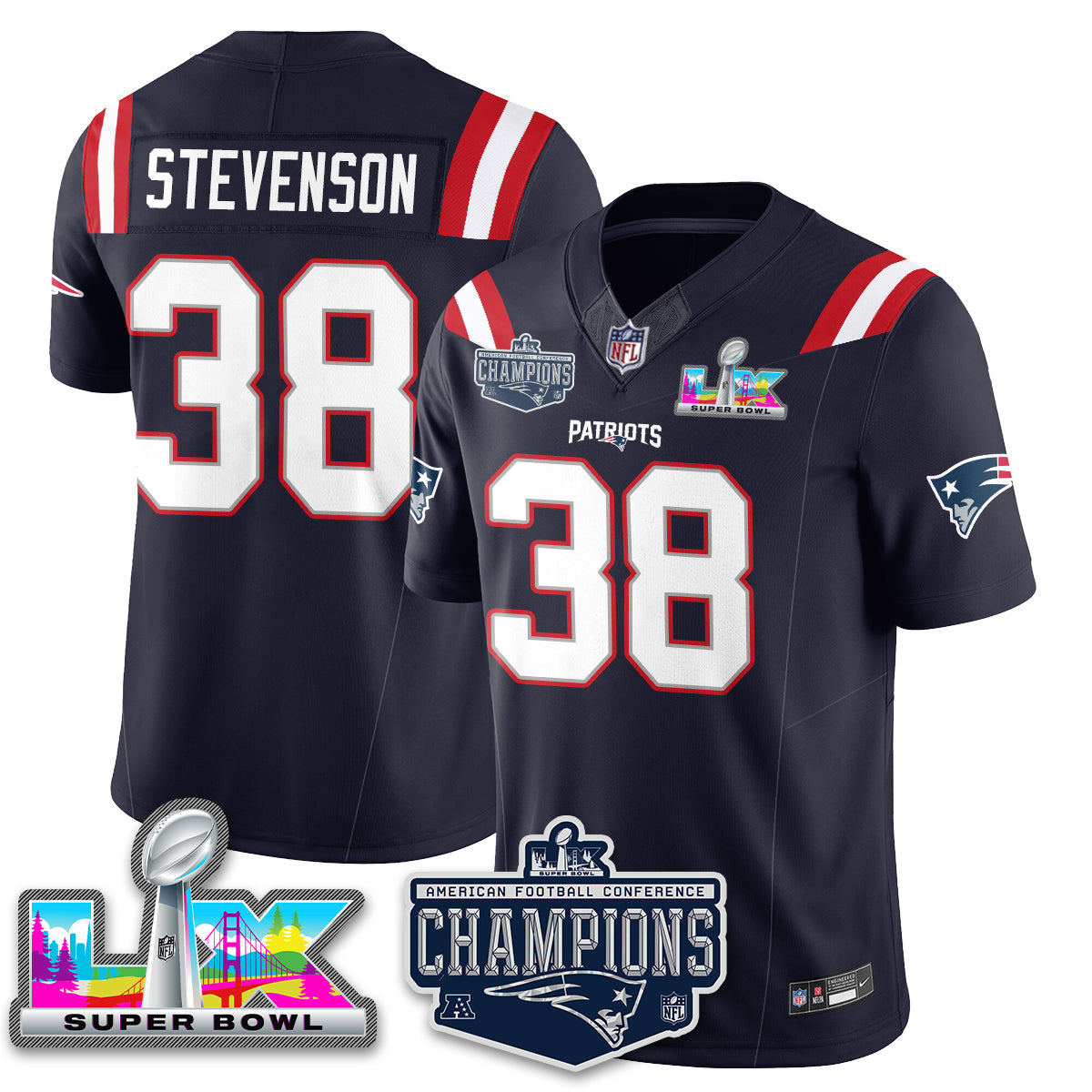 NE 2025 AFC Champions Vapor Limited Jersey - Stitched