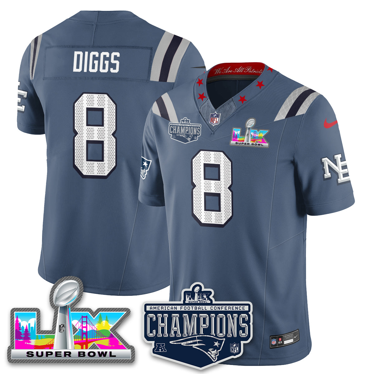 NE 2025 AFC Champions Vapor Limited Jersey - Stitched