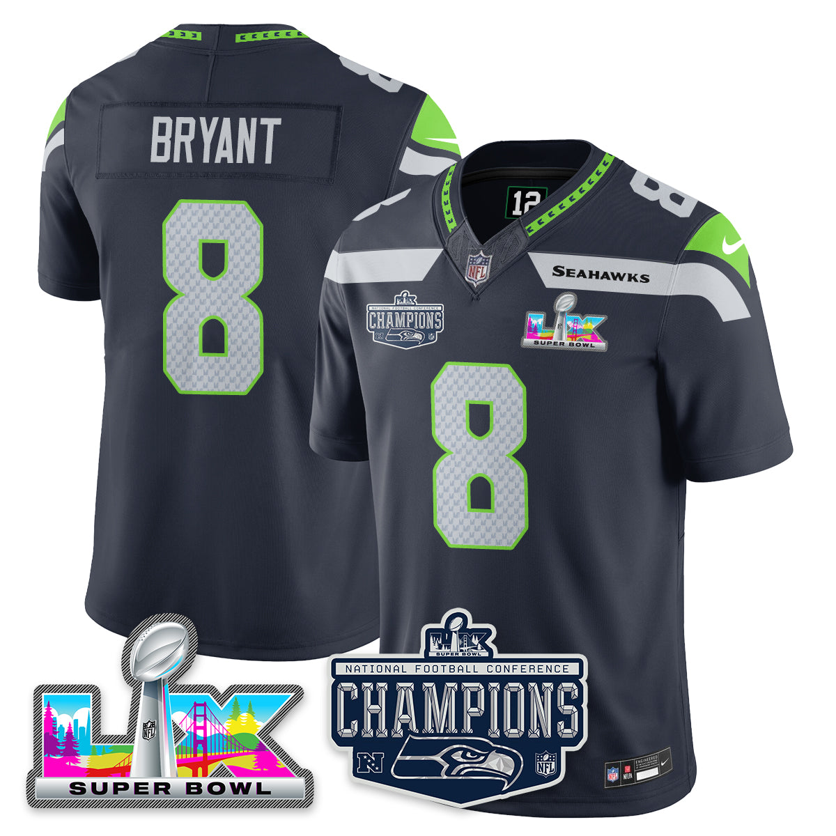 SEA 2025 NFC Champions Vapor Limited Jersey - Stitched