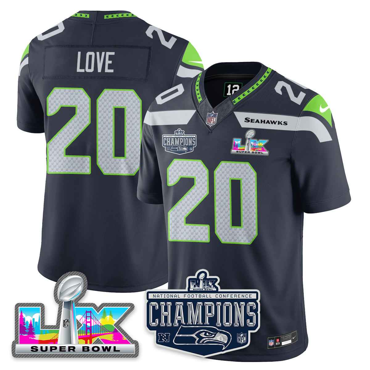 SEA 2025 NFC Champions Vapor Limited Jersey - Stitched