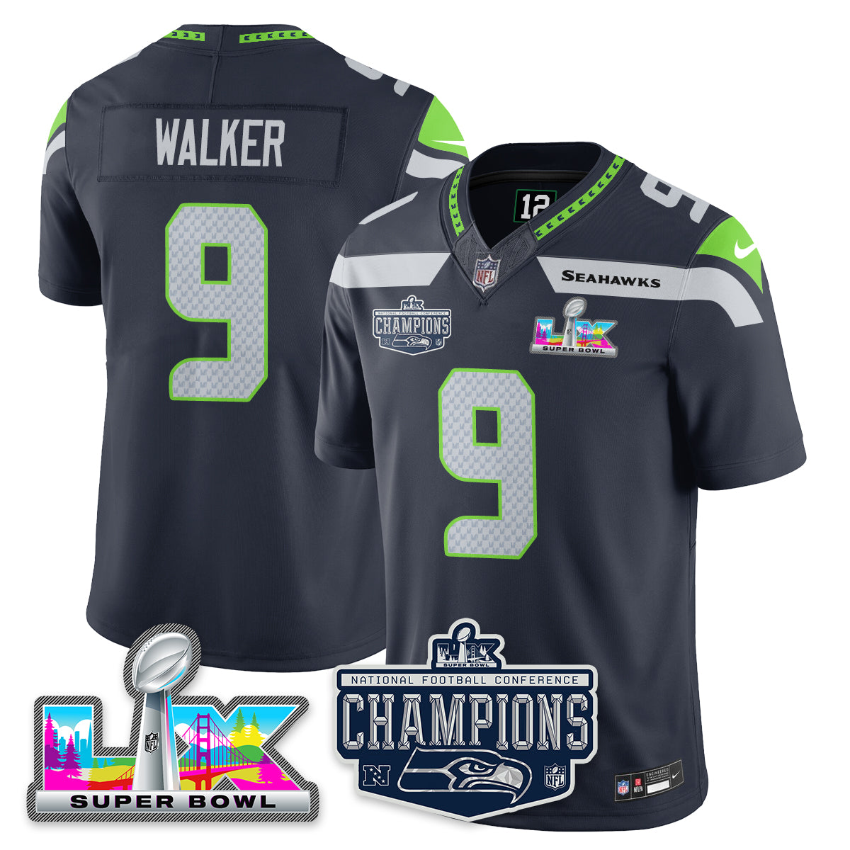 SEA 2025 NFC Champions Vapor Limited Jersey - Stitched