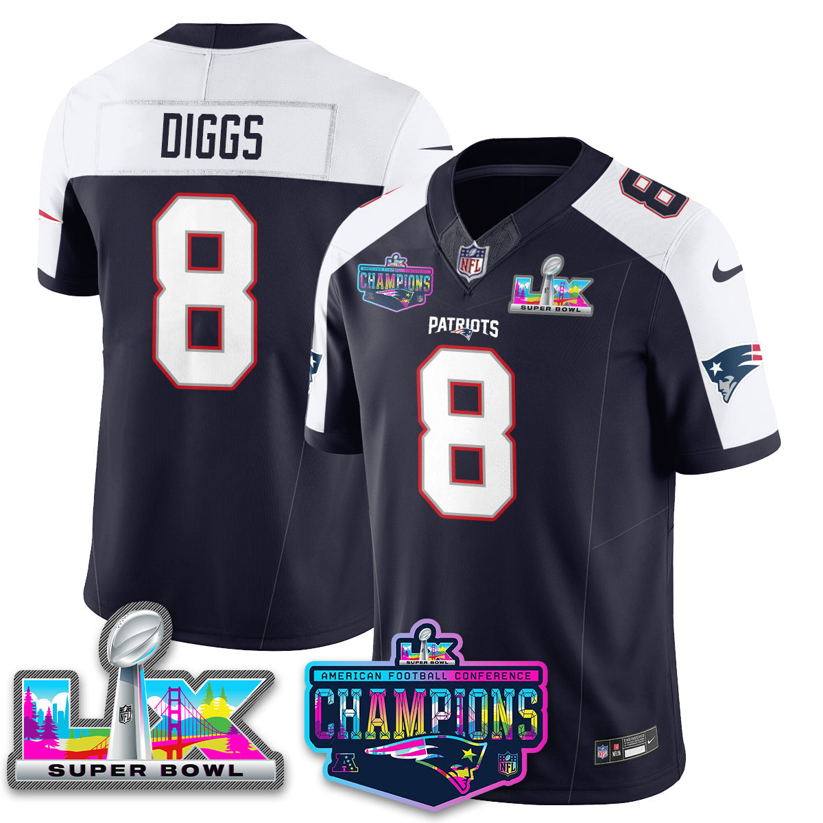 NE 2025 Vapor Jersey - AFC Champions Limited Patch - Stitched