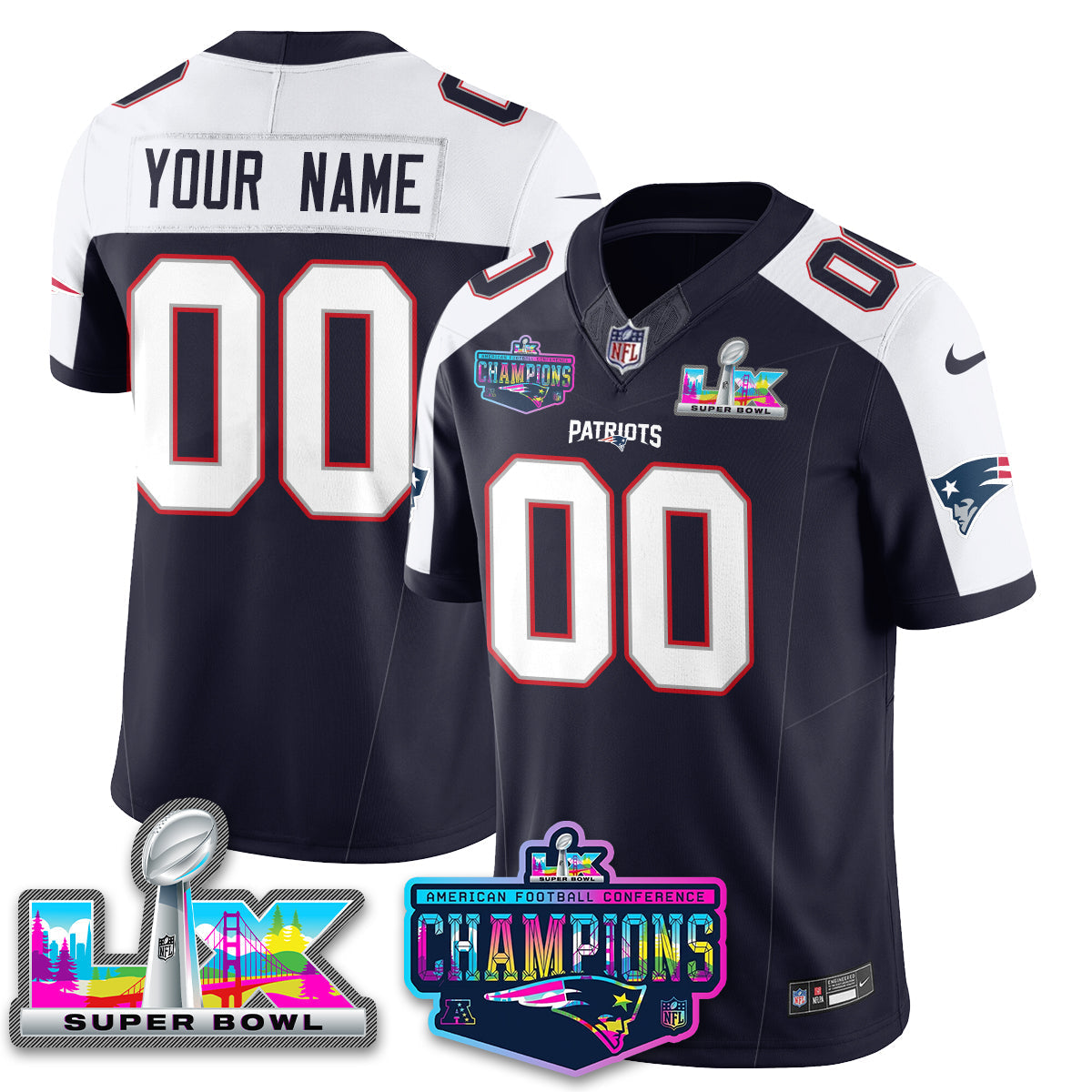 NE 2025 Vapor Jersey - AFC Champions Limited Patch - Stitched