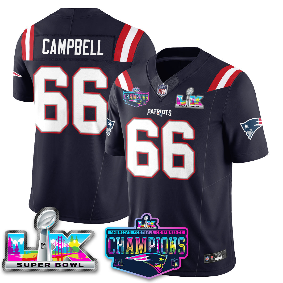 NE 2025 Vapor Jersey - AFC Champions Limited Patch - Stitched