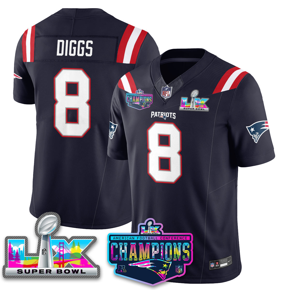NE 2025 Vapor Jersey - AFC Champions Limited Patch - Stitched