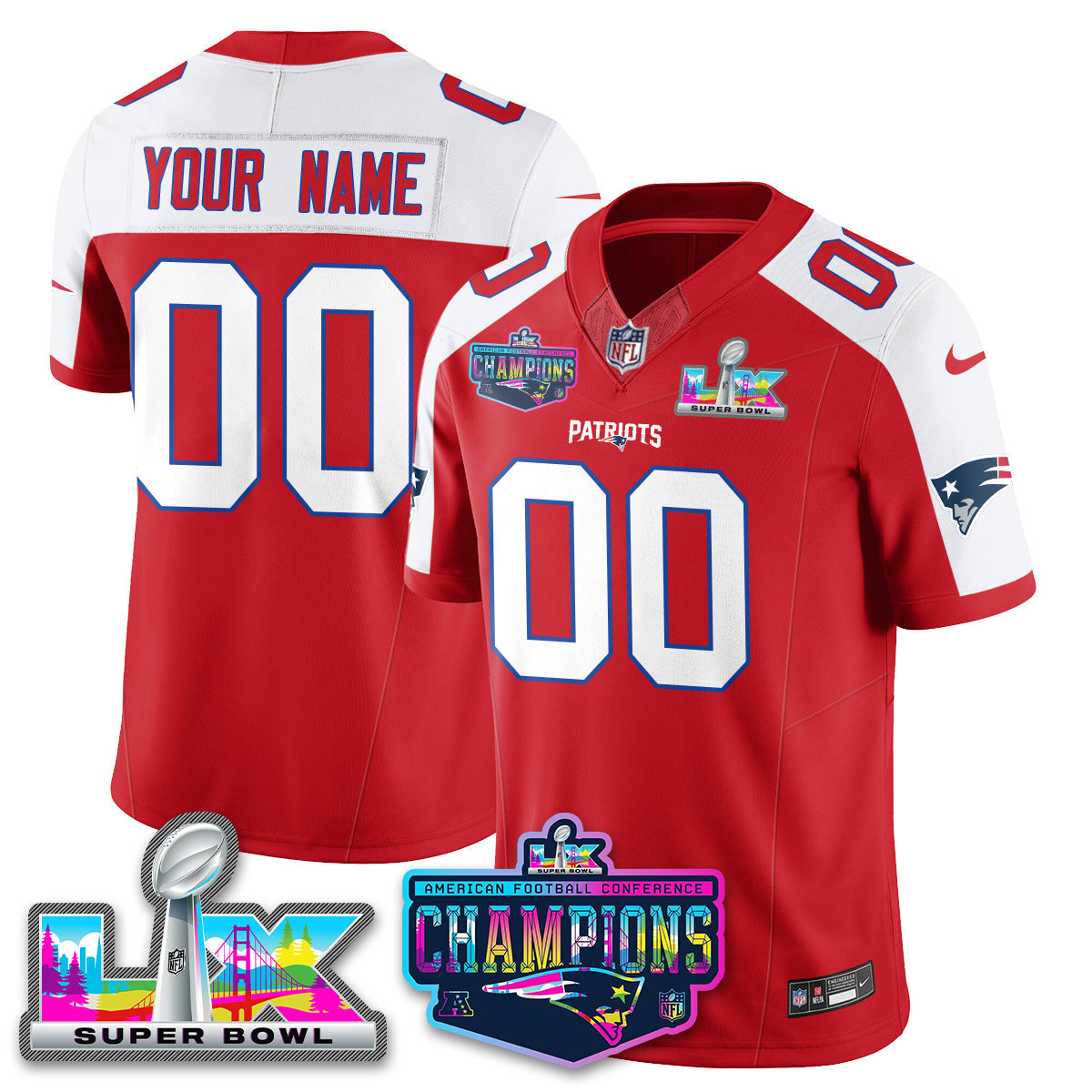 Custom NE 2025 Vapor Jersey - AFC Champions Limited Patch - All Stitchedhed (Copy)