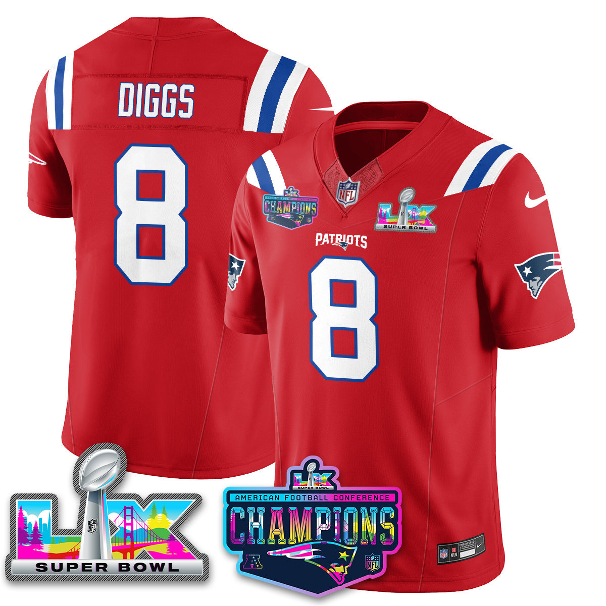 NE 2025 Vapor Jersey - AFC Champions Limited Patch - Stitched