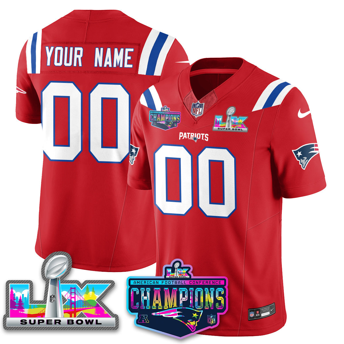 Custom NE 2025 Vapor Jersey - AFC Champions Limited Patch - All Stitchedhed (Copy)