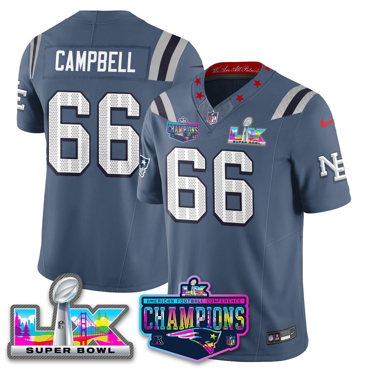 NE 2025 Vapor Jersey - AFC Champions Limited Patch - Stitched