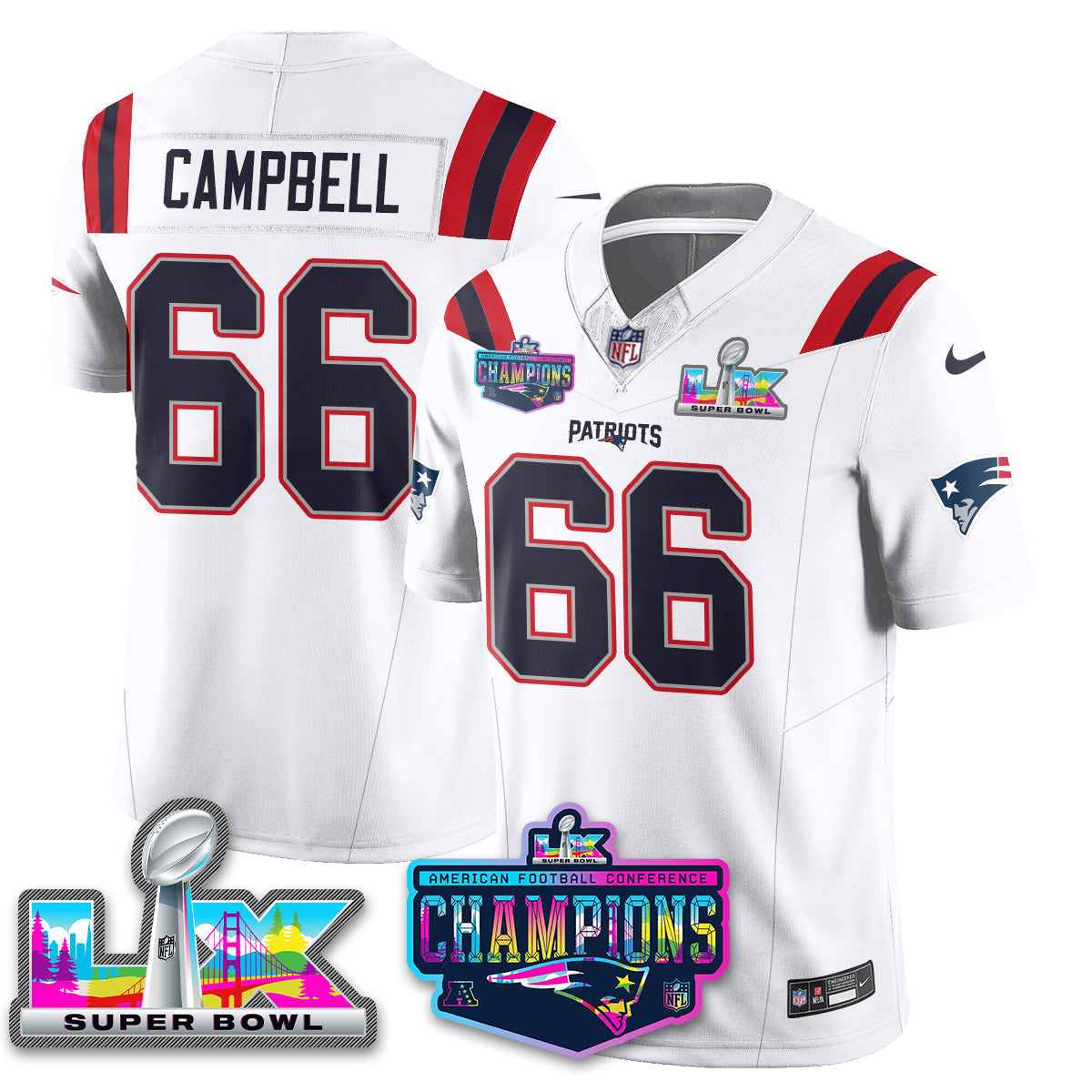 NE 2025 Vapor Jersey - AFC Champions Limited Patch - Stitched
