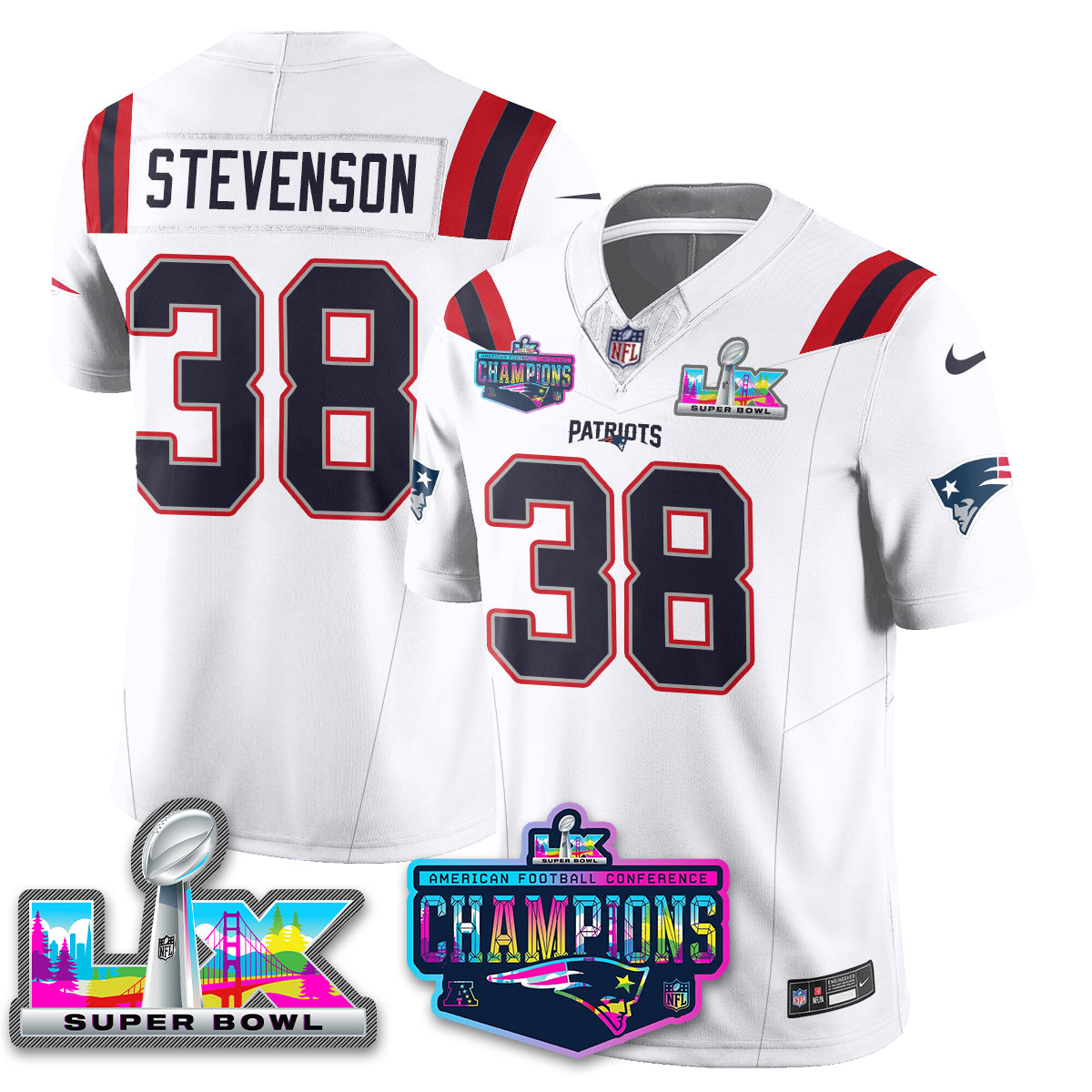 NE 2025 Vapor Jersey - AFC Champions Limited Patch - Stitched