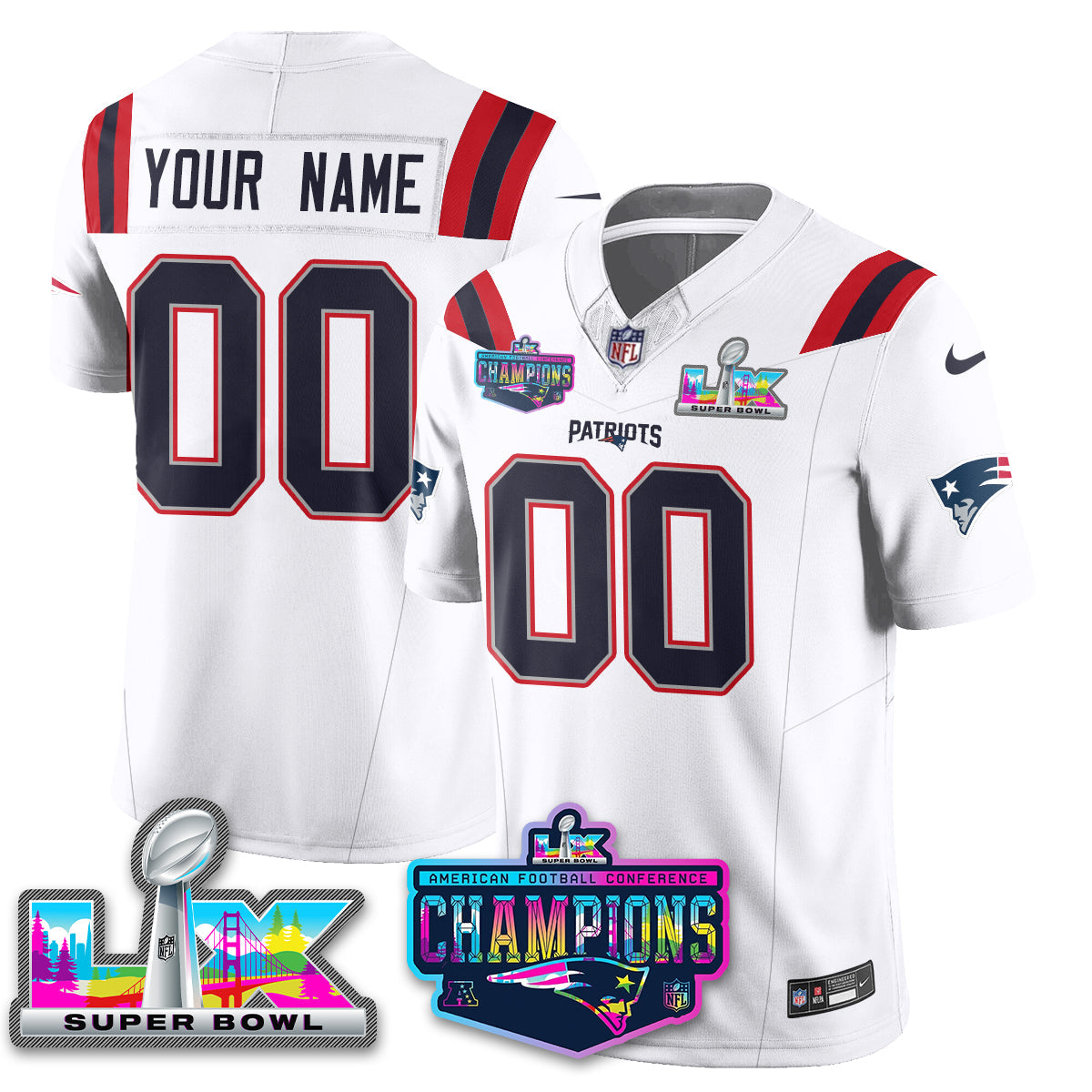 NE 2025 Vapor Jersey - AFC Champions Limited Patch - Stitched