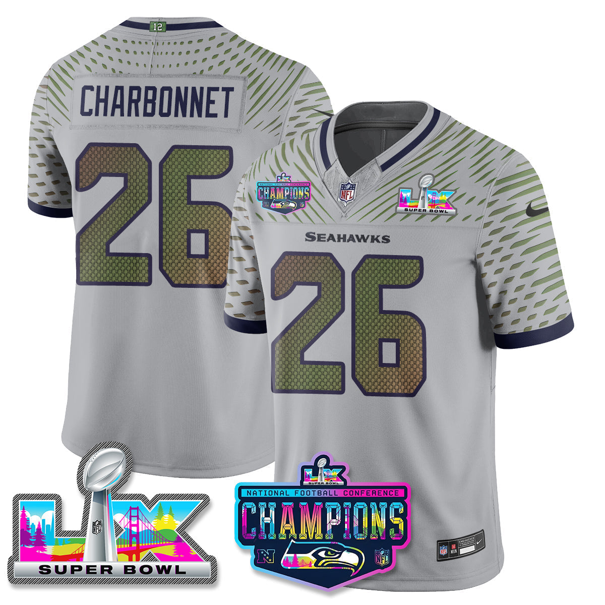 SEA 2025 Vapor Limited Jersey - NFC Champions Limited Patch - Stitched