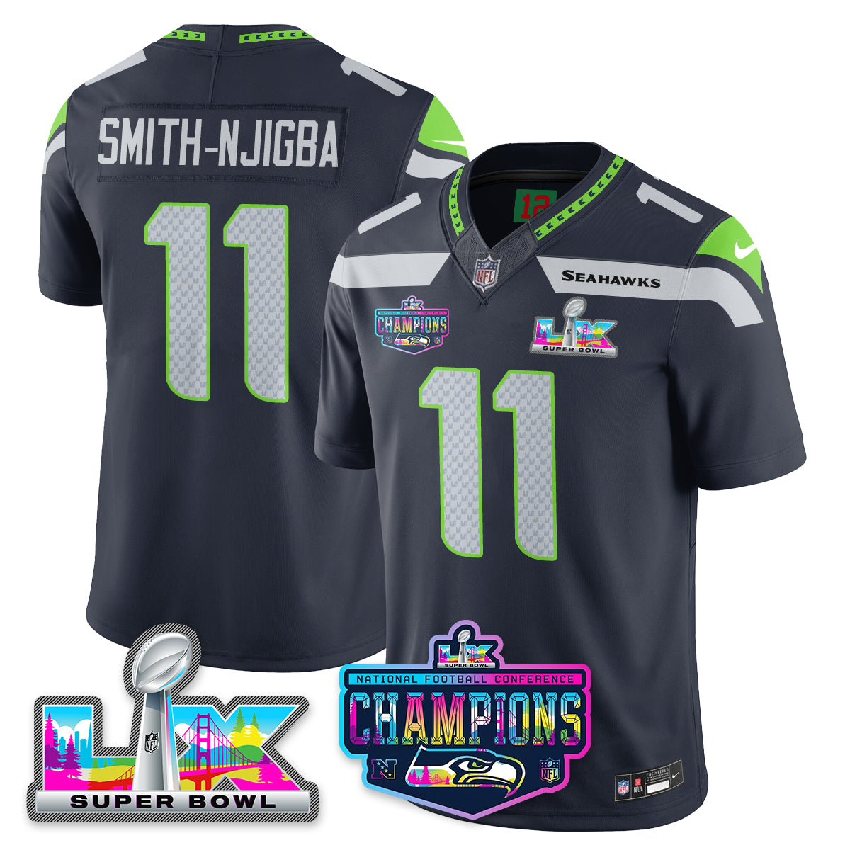 SEA 2025 Vapor Limited Jersey - NFC Champions Limited Patch - Stitched