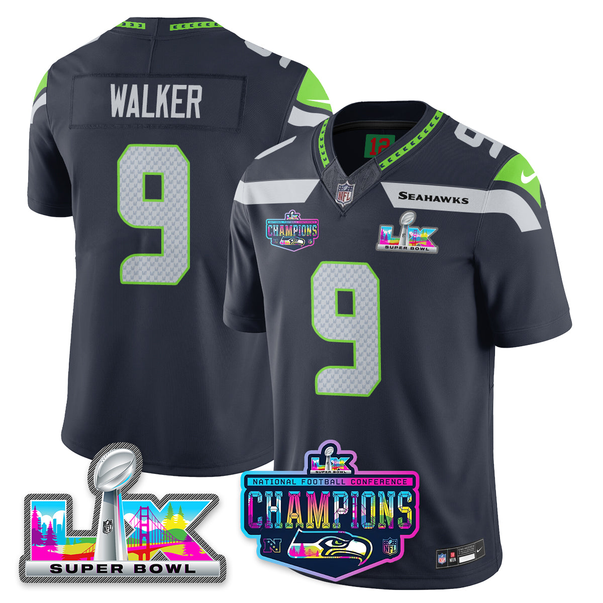 SEA 2025 Vapor Limited Jersey - NFC Champions Limited Patch - Stitched