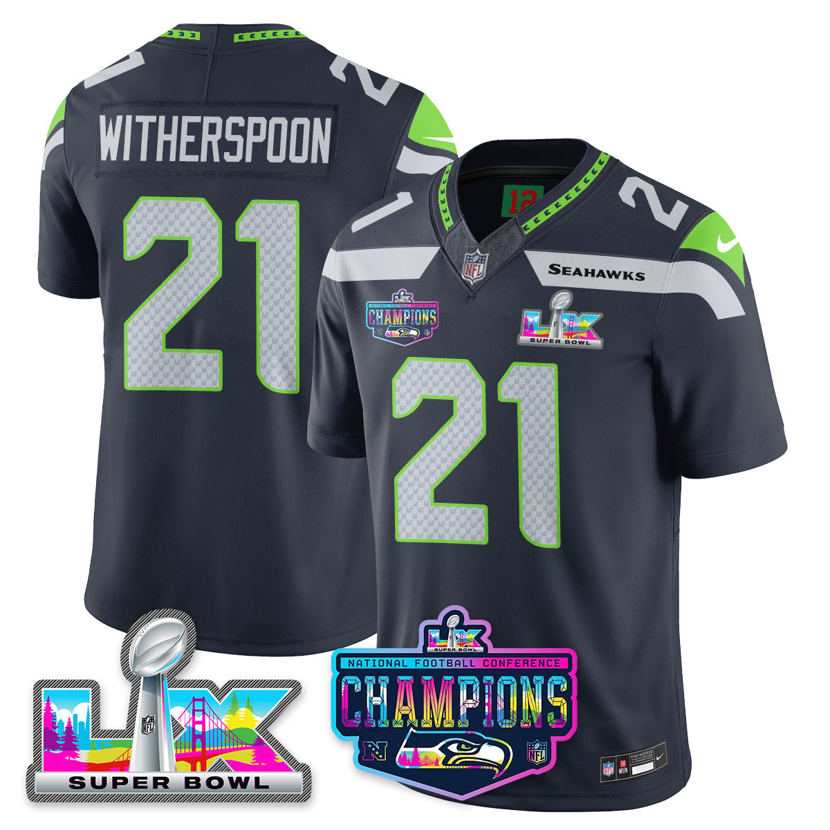 SEA 2025 Vapor Limited Jersey - NFC Champions Limited Patch - Stitched