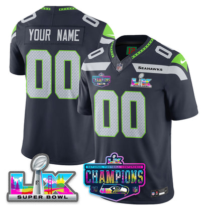 Custom SEA 2025 Vapor Limited Jersey - NFC Champions Limited Patch - Stitched