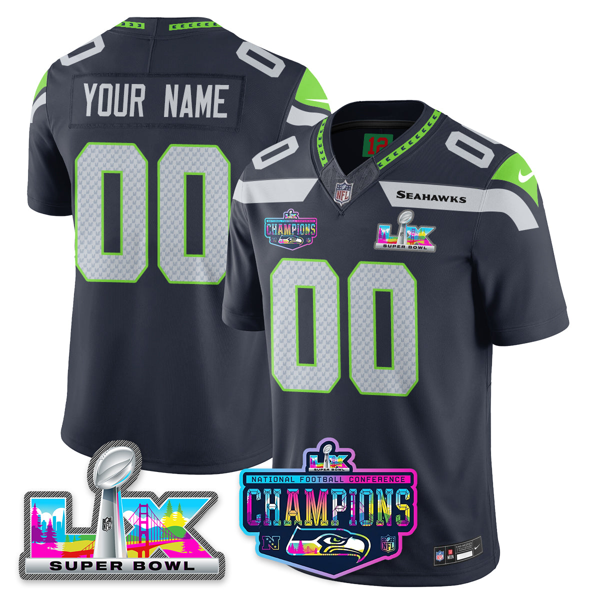 SEA 2025 Vapor Limited Jersey - NFC Champions Limited Patch - Stitched