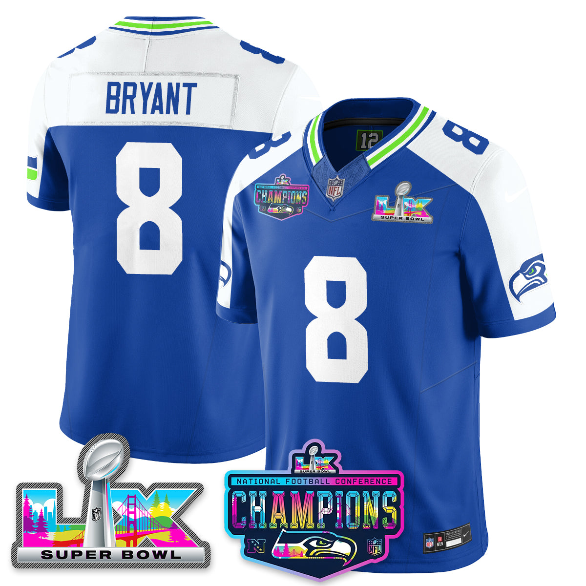 SEA 2025 Vapor Limited Jersey - NFC Champions Limited Patch - Stitched