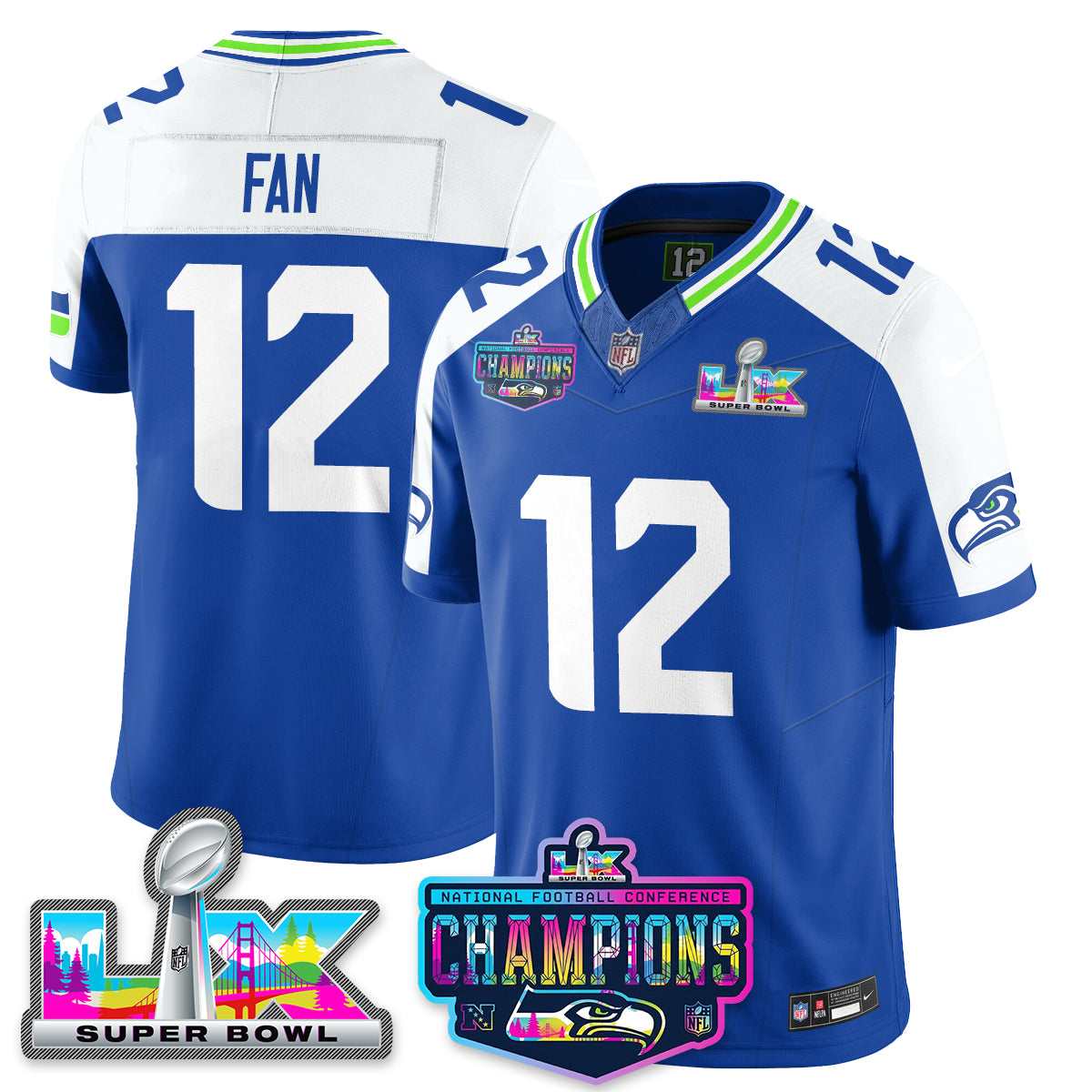 SEA 2025 Vapor Limited Jersey - NFC Champions Limited Patch - Stitched
