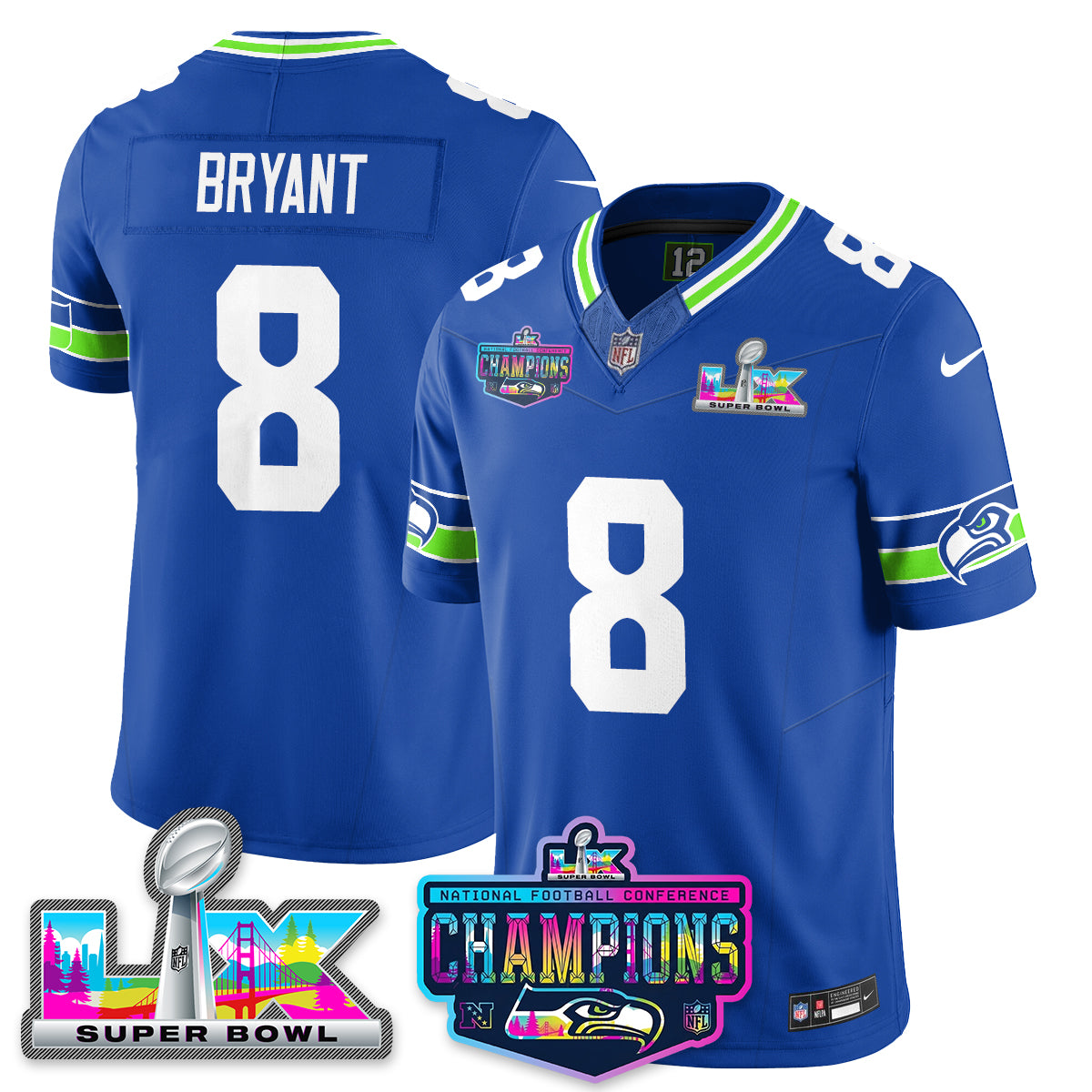 SEA 2025 Vapor Limited Jersey - NFC Champions Limited Patch - Stitched