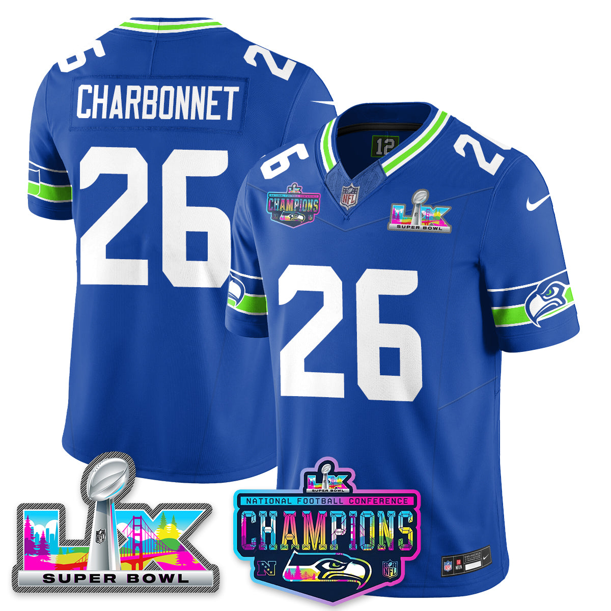 SEA 2025 Vapor Limited Jersey - NFC Champions Limited Patch - Stitched