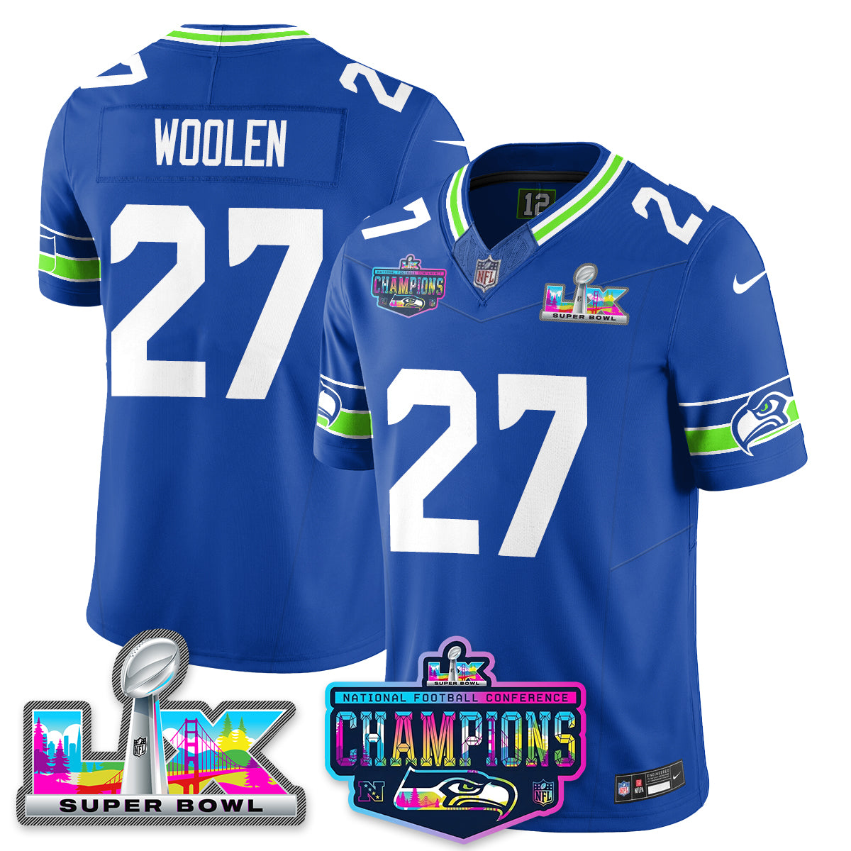 SEA 2025 Vapor Limited Jersey - NFC Champions Limited Patch - Stitched