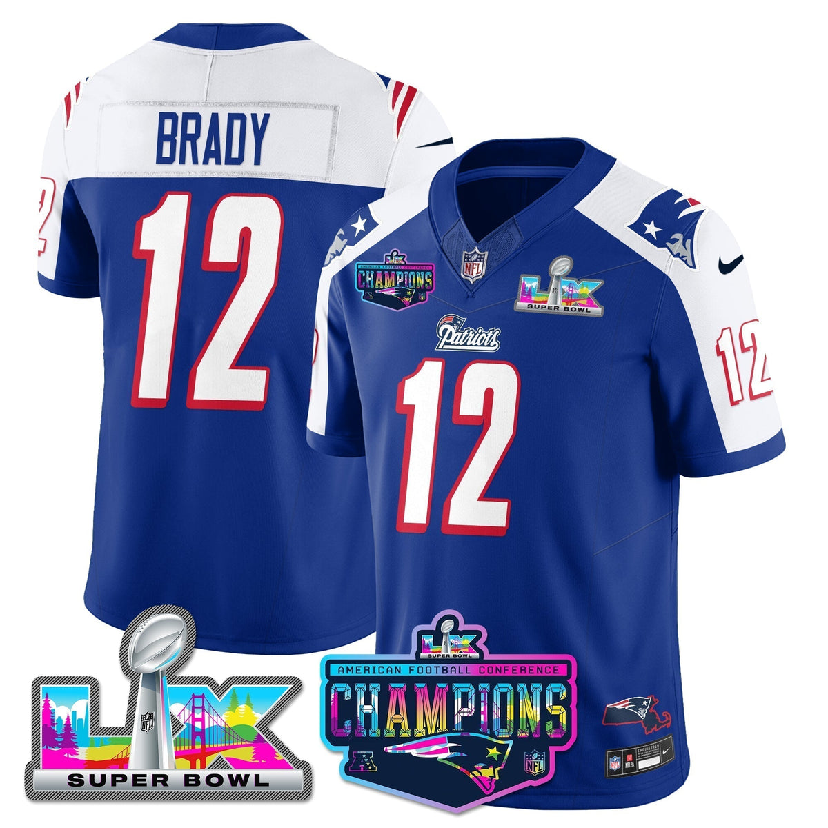 NE 1996 Throwback Limited Vapor Jersey - 2025 AFC Champions Limited Patch - Stitched