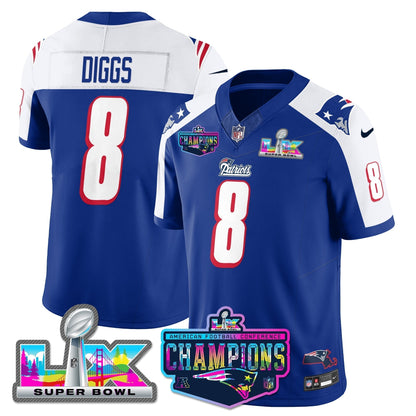NE 1996 Throwback Limited Vapor Jersey - 2025 AFC Champions Limited Patch - Stitched