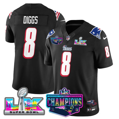 NE 1996 Throwback Limited Vapor Jersey - 2025 AFC Champions Limited Patch - Stitched