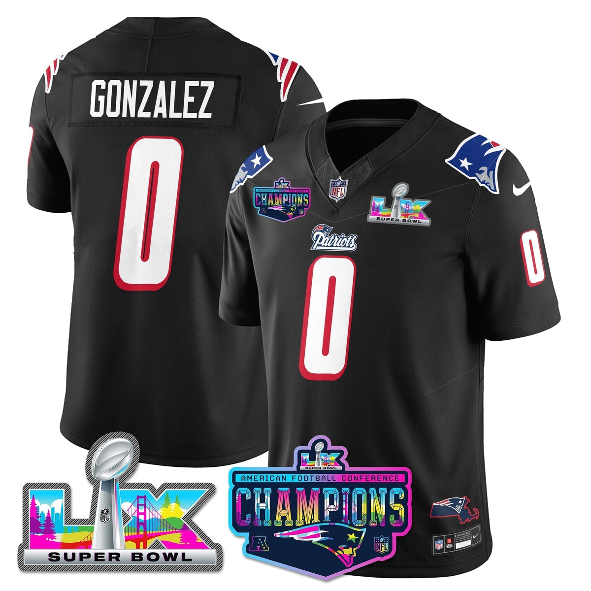 NE 1996 Throwback Limited Vapor Jersey - 2025 AFC Champions Limited Patch - Stitched