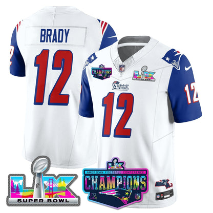 NE 1996 Throwback Limited Vapor Jersey - 2025 AFC Champions Limited Patch - Stitched