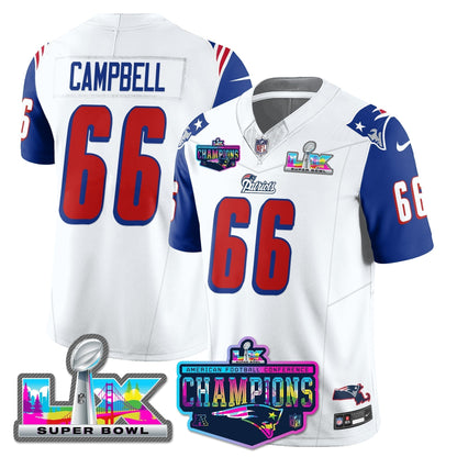 NE 1996 Throwback Limited Vapor Jersey - 2025 AFC Champions Limited Patch - Stitched