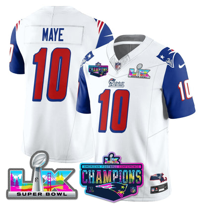 NE 1996 Throwback Limited Vapor Jersey - 2025 AFC Champions Limited Patch - Stitched
