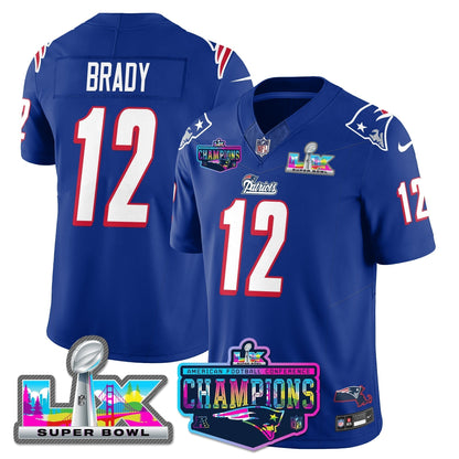 NE 1996 Throwback Limited Vapor Jersey - 2025 AFC Champions Limited Patch - Stitched