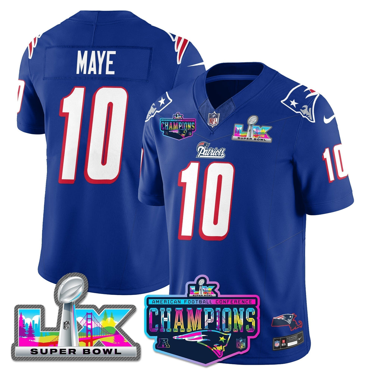 NE 1996 Throwback Limited Vapor Jersey - 2025 AFC Champions Limited Patch - Stitched