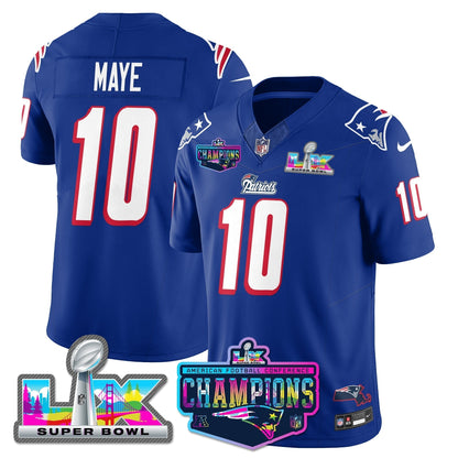 NE 1996 Throwback Limited Vapor Jersey - 2025 AFC Champions Limited Patch - Stitched