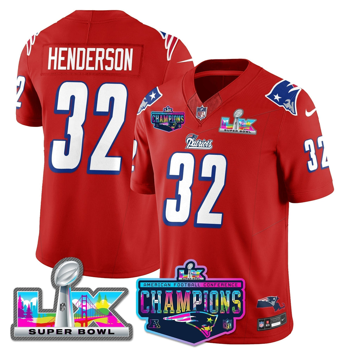 NE 1996 Throwback Limited Vapor Jersey - 2025 AFC Champions Limited Patch - Stitched