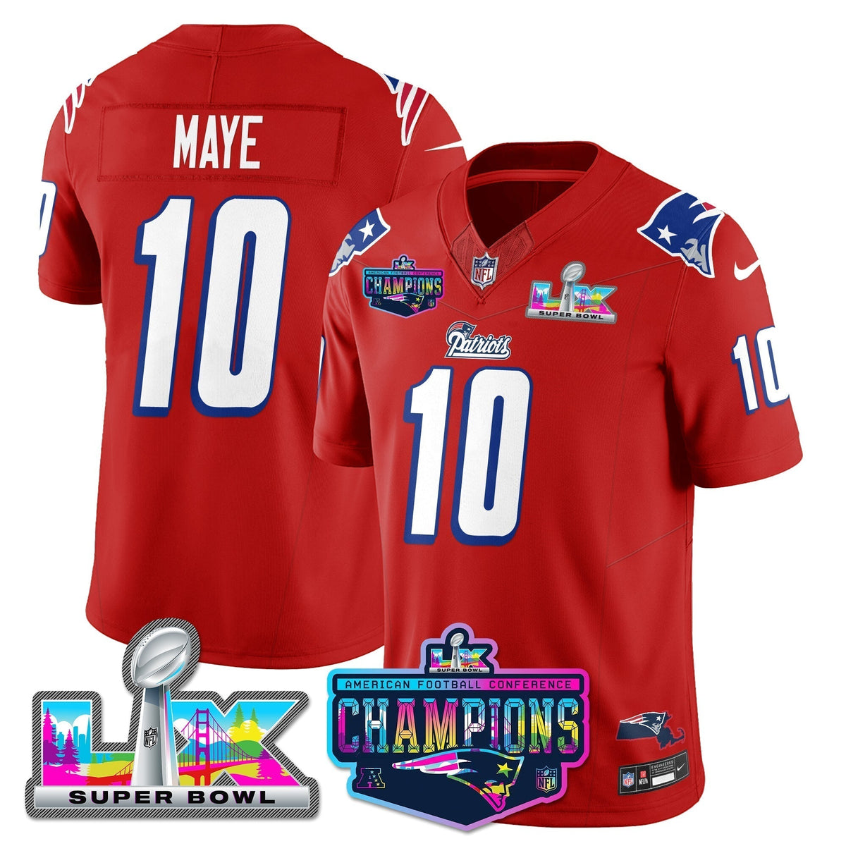 NE 1996 Throwback Limited Vapor Jersey - 2025 AFC Champions Limited Patch - Stitched