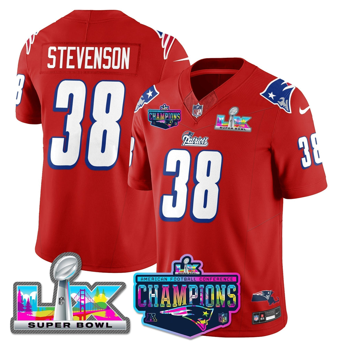 NE 1996 Throwback Limited Vapor Jersey - 2025 AFC Champions Limited Patch - Stitched