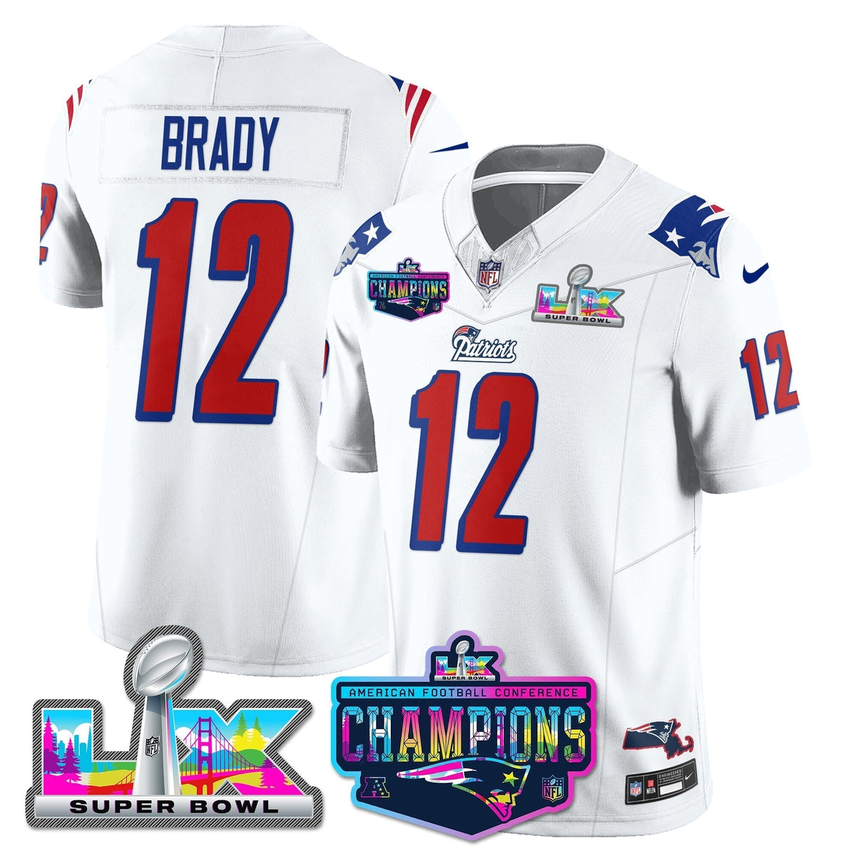 NE 1996 Throwback Limited Vapor Jersey - 2025 AFC Champions Limited Patch - Stitched